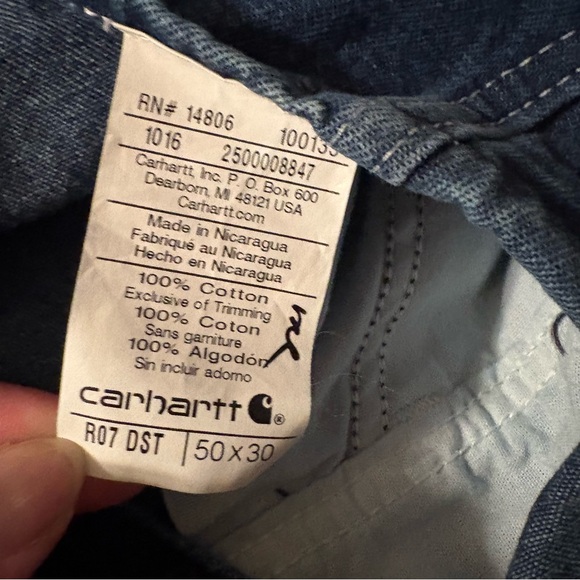 Carhartt Denim Bib Overalls 50x30 - Picture 8 of 9